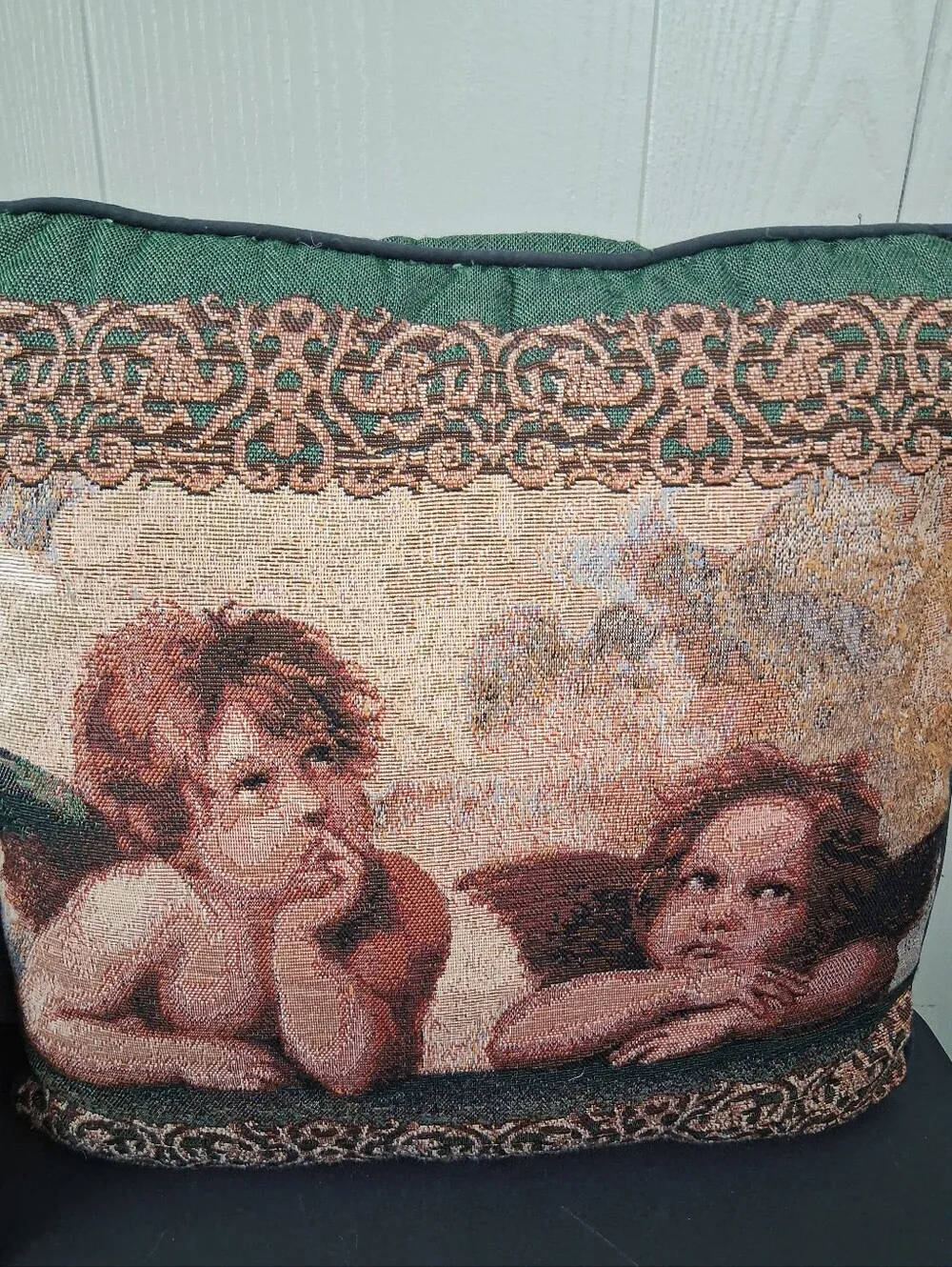 Vintage Whimsical Throw Pillows 2 Tapestry Cherubs Angels Romantic Cottagecore